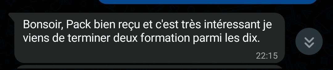 Témoignage WhatsApp — formations terminées
